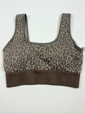 EWEDOOS LEOPARD PRINT SEAMLESS SOORTS BRA BROWN NWT SIZE S